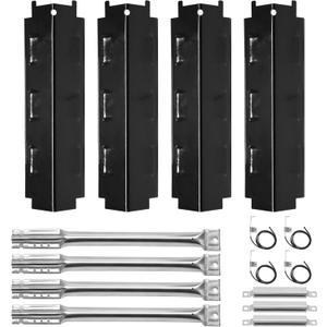 Criditpid Grill Replacement Parts for Charbroil 461442114 463441312 463441514, Porcelain Steel Heat Plate Shields, Burner Tubes, Crossover Tube & Ignitors Kit for Char-Broil 463440109 Gas Grill.