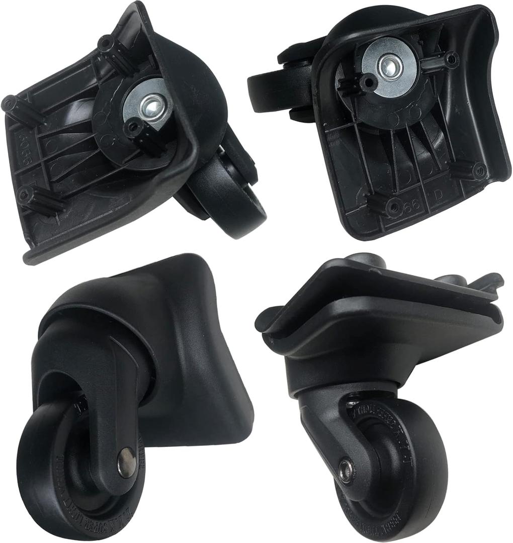Luggage Wheels Replacement for Suitcase, Spinner Wheels Replacement Parts Roller Suitcase Tourister Travel Trunk Caster Luggage Kit (4 Pcs) (Black)