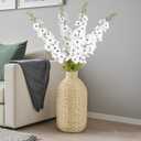 42'' Long Stem White Delphinium Artificial Flowers for Tall Vases 4PCS Fake Hollyhock Silk Flowers Realistic Larkspur Faux Flower for Home Wedding Table Decor Floral Arrangement (Pure White)