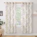 BGment Linen Curtains for Living Room 72 Inch Length 2 Panels Floral Leaf Pattern, Light Filtering Window Privacy Curtains for Bedroom Boho Farmhouse Vintage, Each 52 Inch Wide, Sage Green