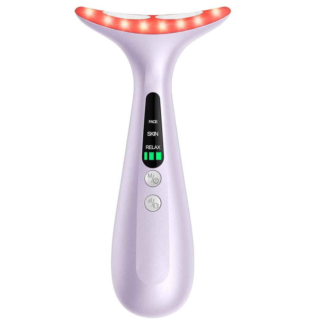 Facial and Neck Massager for Face, Neck Skin Lifting & Firming - Wrinkle & Dark Circle Reducer - at Home Skin Care Face Sculpting Tool and Neck Massager-Pastel Purple (Single Head)