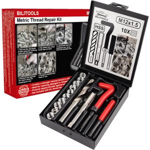 BILITOOLS M12x1.5 Thread Repair Kit, HSS Drill Helicoil Repair Kit Metric