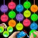 12 Pcs 2.4" Light Up Spiky Balls LED Flashing Squeaky Sensory Fidget Toys Stress Relief Bouncy Balls for Kids Boys Girls Teens Classroom Prizes Birthday Gifts Goodie Bag Stuffers Carnival Party Favors