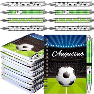 24 Pcs 12 Sets Soccer Party Favors Birthday Supplies School Stationery Bulk 5.5 x 4.3'' Soccer Spiral Notebook Ballpoint Pens for Coaching Supplies Coach Gift Team Party Players Sports Lover