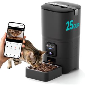 PAPIFEED Automatic Cat Feeder,Camera 1080P HD - 6L Pet Feeder, 2.4/5G WiFi Smart App Control, Bluetooth Assist Link,Wide-Angle Lens,Automatic Feeder for Small and Medium-Sized Pets (5G 1080P)