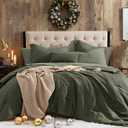 Geniospin King Comforter Set - 7 Pieces Comforter King Size, Soft Solid Bedding Set for All Season, Textured Bed in a Bag with Sheets, Pillowcases & Shams (Dark Green, 102''x90'')