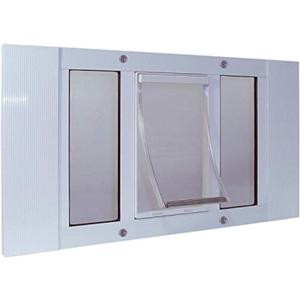 Ideal Pet Products Aluminum Sash Window Pet Door, Adjustable to Fit Window Widths from 33" to 38", Large 10-1/2 x 15 Flap Size