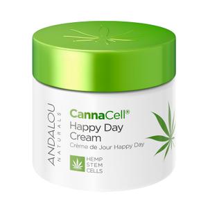 Andalou Naturals Cannacell Happy Day Cream - Hydrating Face Moisturizer with Nourishing Stem Cells - Rich in Vitamins, Plant-Based Proteins, & Omegas for Glowing Skin - 1.7 Fl Oz