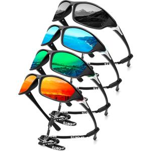 KALIYADI 4 Pack Polarized Sunglasses-Men Sports Sun-glasses: Mens Sunglasses UV Protection for Fishing Driving Cycling