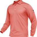 TACVASEN Men's Long Sleeve Polo Shirt Quick Dry Tactical Performance Golf Collared Work Casual Moisture Wicking Shirts, M