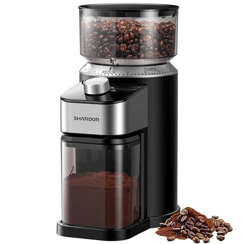 SHARDOR Electric Burr Coffee Bean Grinder for Home Use, 40 Grind Settings with 50-Second Adjustable Timer, One-Touch Espresso Grinder, Black