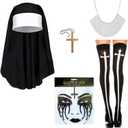 Yinxiang Jie Nun Horror Face Stickers, Clothing Accessories,  Decoration, Headwear Collar, Cross Pendant Necklace, Knee High Socks, Halloween Role-Playing Party