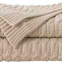 WDCOZY Cable Knit Throw Blanket – Super Soft, Warm & Lightweight Knitted Jacquard Throw Blanket for Couch, Sofa, Bed, Chair, Cozy Texture Farmhouse Decorative Home Blanket, Beige 60x80 inches