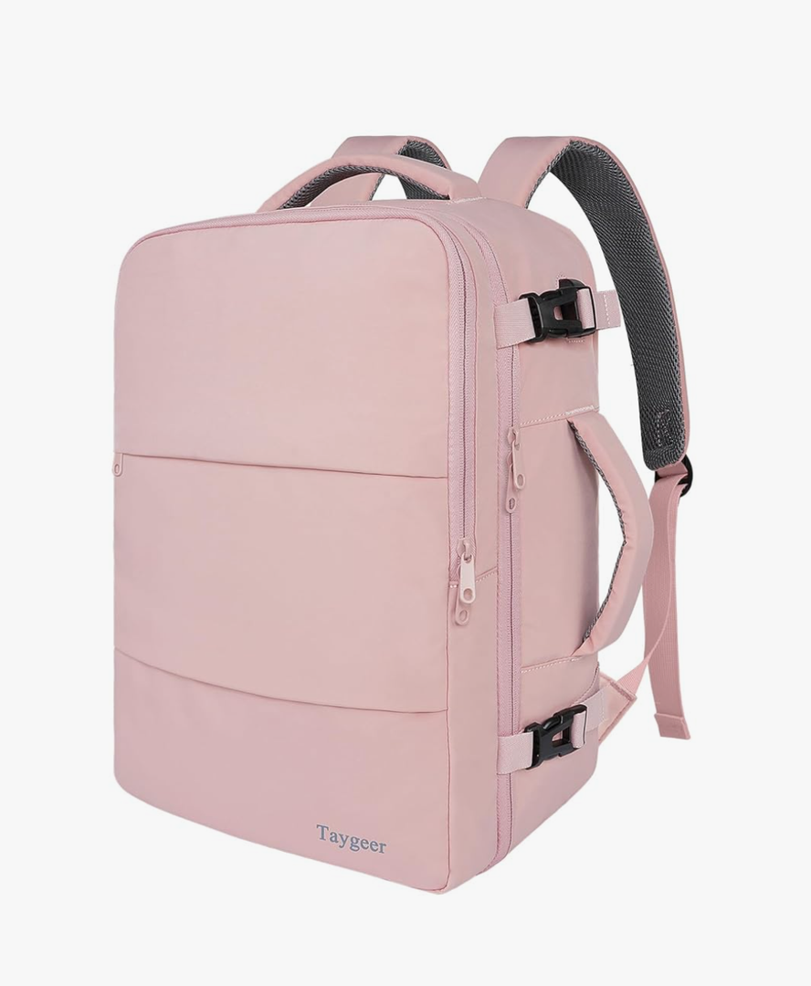Taygeer Travel Backpack for Women, Carry On Backpack with USB Charging Port & Shoe Pouch, TSA 15.6inch Laptop Mochila Flight Approved, Nurse Bag Casual Daypack for Weekender Business Hiking, Pink 12x17x6 inch