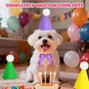 2 x 12pcs Mini Party Hat & Bow Tie Set, Assorted Color Matching Hats with Bow Ties for Dog Cat Rabbit Stuffed Animals, Birthday Costume Decorations for Puppies Kittens