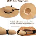 Naivlizer Women Wide Brim Sun Hat UPF50 Straw Summer Hat Floppy Beach Hat Roll-Up (One Size, Tie Brown)