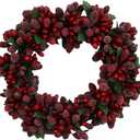 6-inch Beaded Berry Wreath Candlering Candle Ring Ornament Christmas Red
