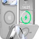 [Upgraded Full Camera Protection] for iPhone Air Case with Camera Cover Stand [Fit for MagSafe][10FT Mil-Grade Protection] Translucent Magnetic Phone Cover for iPhone 17 Air Case, Grey