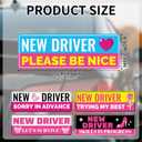 5pcs New Driver Magnet for Car, 11x3.35in Reflective Funny Student Learner Driver Magnetic Stickers Waterproof Removable Bumper Safety Rookie Attention Sign Decal for Beginners Learning (Rose)