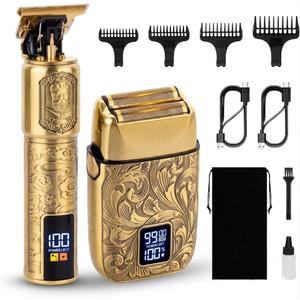 Ufree Foil Shavers Electric Razor for Men, Beard Trimmer Grooming Shaving Kit, Hair Trimmer, Cordless Head Shavers for Bald Men Barber Clippers, Birthday Gifts for Him (Gold)