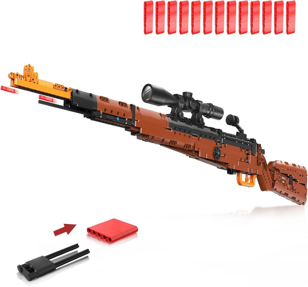 Sosuy Building Block Gun Sets, Kar98k DIY Shootable Sniper Rifle Model Guns Army Toys for Adult Teen Boys, Birthday Gifts for Men Kids Age 8+, Realistic Bricks Collection for Military Fan 1025PCS