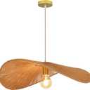 Arturesthome 19.68" Boho Rattan Pendant Light Fixture Modern Style Hanging Light Farmhouse Chandeliers Ceiling Lamp for Living Room Dining Room Bedroom, 19.65" * 5.1"