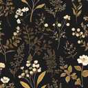 ILHIIOR Gold Leaf Peel and Stick Wallpaper - Boho Vintage Dark Floral Removable Wall Decor 17.5''x393''
