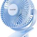 Gaiatop Portable Clip on Fan Battery Operated, Small Powerful 3 Speed Quiet 360 Rotate, USB Rechargeable Mini Personal Cooling Fan for Desk Table Home Office Stroller Camping Women Gifts Light Blue