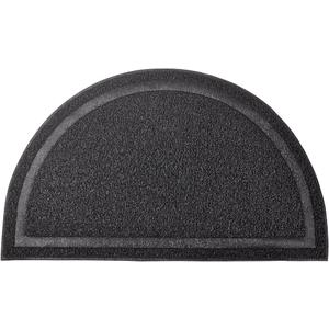 DM Cat Paw Print Litter Box Mat,Door Mat, Kitty Litter Rug,Half Circle,23.5x14.25 Inches (Black)