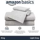 Amazon Basics 4 Piece Bed Sheets Set, 100% Cotton Jersey, Includes Super Soft, Flat and Fitted Sheets, Pillowcase, King, Light Gray, Solid