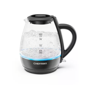 Chefman 1.7-Liter Electric Tea Kettle w/ Borosilicate Glass and Automatic Shutoff - Black
