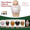 Honcloud Men's 8 Inches Curly White Realistic & Fluffy Fake Beard For Wizard Costume Party and Halloween(White)