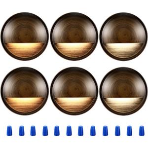 CLOUDY BAY [6 Pack] 3CCT Low Voltage LED Deck Lights Outdoor,2700K/3500K/5000K Selectable,Landscape Step Stair Railing Fence Light Wired,3W,12V-24V AC/DC,Bronze Finish