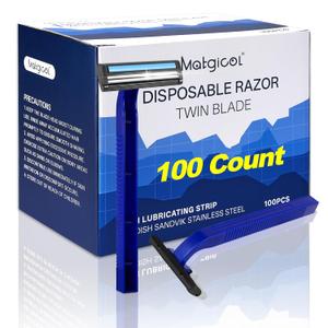 Disposable Razors Bulk for Shave - Mens Bulk Razors for Shaving with Lubricating Strip & 2 Stainless Steel Blades, Multipurpose Portable Razor for Bathing Hotel Travel100 Count