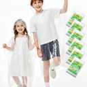Hitituto Rain Ponchos Family Pack Kids 6/12/24 Pack Disposable Poncho with Hood, Clear & Assorted Colors, Home Survival Kits (One Size)