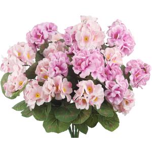CISDUEO 4 Pcs Artificial Geranium Flowers for Outdoors Silk Flowers Outside Pink Faux Flowers Geraniums for Planter Decor Indoor Garden Patio Grave Cemetary Table Centerpiece (Purple and Pink)