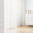 Chyhomenyc Ivory Sheer Curtains 96 Inch Length 2 Panels Set, Elegant Light Filtering Voile Window Treatment Drapes for Living Room Bedroom, 42W x 96L Inches, Set of 2, Ivory