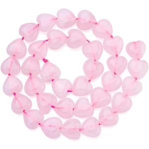 Fashewelry 42pcs Polished Heart Natural Rose Quartz Stone Beads Tumbled Chakra Gemstone Beads Crystal Healing Drilled Loose Beads for Earring Bracelet Necklace Jewelry Making
