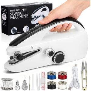 Handheld Sewing Machine for Beginners, Easy to Operate and Fast Stitch Suitable for Clothes, Fabrics and Quick Home Repairs for Mom Birthday Valentine's Day Christmas Gifts (White)