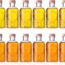 12 Pcs Clear Glass Bottles 6oz/ 200ml Heavy Base Whiskey Glass Bottles Vintage with T Top Cap for Wine Beverage Drink Oil Vinegar Kombucha Beer Soda with Cork Stopper Airtight Lid