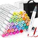 SFAIH Alcohol Markers Brush Tip & Fine Tip - 49 Colors Double Tipped Art Markers for Adult Coloring Books Illustration, Gifts for Artist Adult - Refillable Alcohol-based Ink