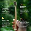 PRIMALS Horse Bristle & Bamboo Toothbrush (4-Pack) - Luxurious & Soft Horse Bristles - Fully Biodegradable - Plastic & Nylon Free - Quick Dry Design
