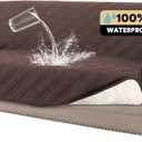 PrinceDeco 100% Waterproof Couch Cover for 3 Cushion Couch Sofa Pet Friendly Non-Slip Couch Cover for Dogs Washable Water Resistant Furniture Protector with Elastic Straps(Sofa 68", Brown)