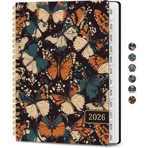 2026 Planner, Weekly and Monthly Planner for Women, Jan 2026 - Dec 2026 Pretty 2026 Calendar Planner with Monthly Tabs, Inner Pocket, Spiral Binding, Perfect for Office Home School - 6.3" x 8.5", Fluttering Night