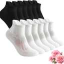 Ankle Athletic Socks 6-Pack for Women-Moisture Wicking, Ribbed Design Multi-Color Low Cut Socks for Running Gym