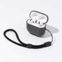 Tonghex for AirPods 4 Case | Slim Hard Cover Compatible with AirPods 4th Generation | Synthetic Canvas Leather | Full Drop Protection Cover with Lanyard | Air Pods 4 Case - Gray