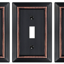 Oil Rubbed Bronze Light Switch Cover Plate, Decorative Metal Aged Bronze Switch Plates Outlet Cover, Light Switch Cover Plate, 1-Gang Wall Plates (Single Toggle, 3 Pack)