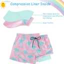 Cozople Boys Swim Trunks Compression Liner Swim Shorts Quick Dry Bathing Suit with Boxer Brief Swimwear 2-20T (Pink)