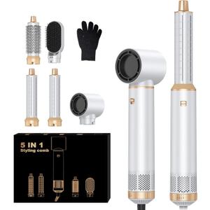 4 in 1 Rotating Hair Dryer Brush,Rotating Round Hot Air Spin Brush Set Negative Ionic Professional Blow Dryer with Detachable Brush(2" & 1.5"), 3 Heats and 2 Speeds Rotating Blow Dryer Brush