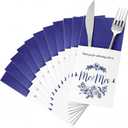LemonRoad 50 Pcs Wedding Silverware Bags Bulk Party Decorations Wedding Flatware Organizers Silverware Holders Paper Utensil Holders Cutlery Sleeves for Guests Dinner (Royal Blue)